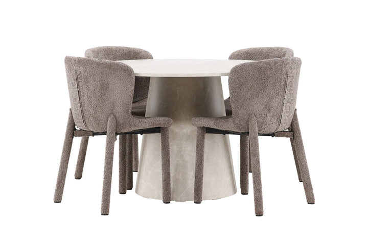 Venture Home Lanzo Table - Beige with 4 Astoria Chair - Brown