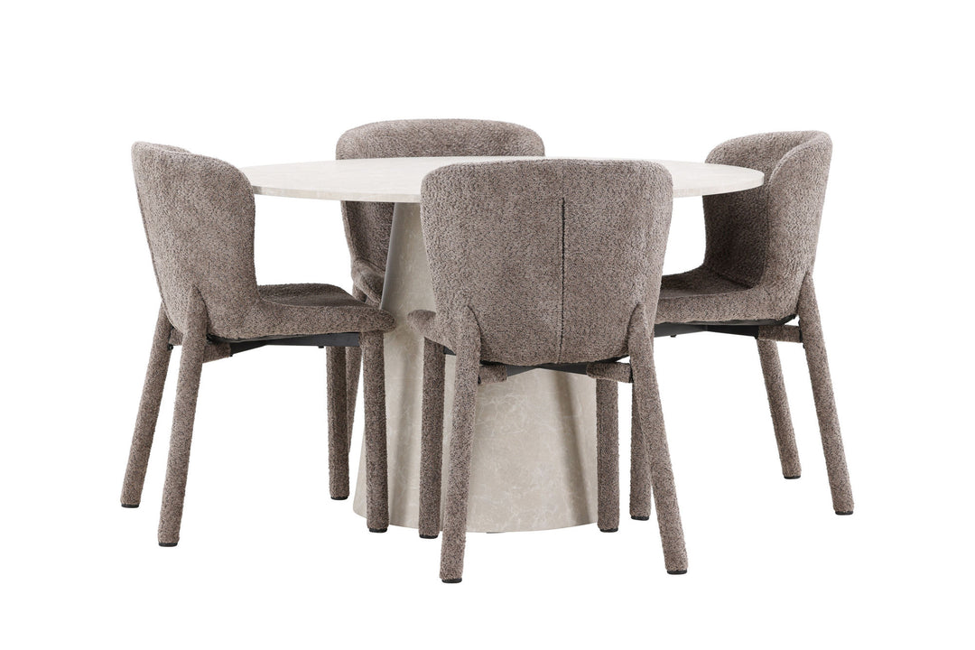 Venture Home Lanzo Table - Beige with 4 Astoria Chair - Brown