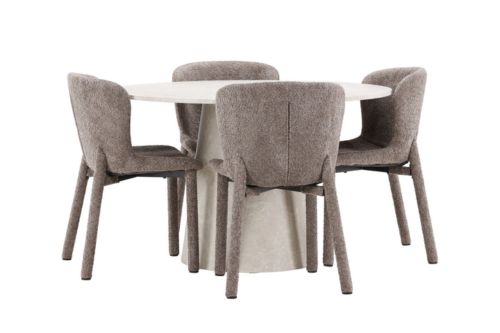 Venture Home Lanzo Table - Beige with 4 Astoria Chair - Brown