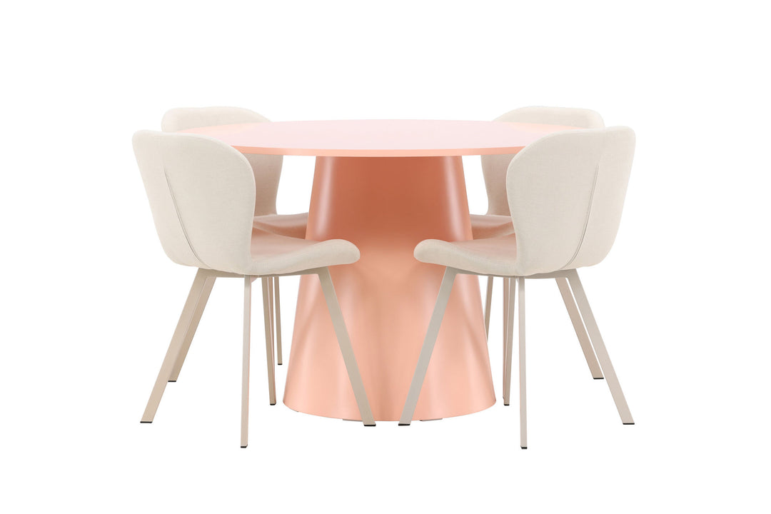 Venture Home Lanzo Table - Peach with 4 Lilja Chair - Beige