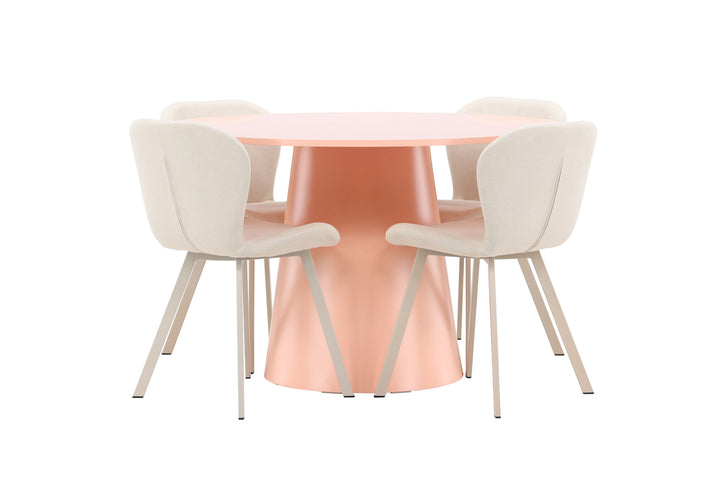 Venture Home Lanzo Table - Peach with 4 Lilja Chair - Beige