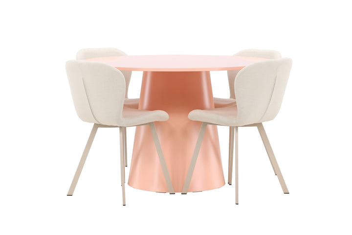 Venture Home Lanzo Table - Peach with 4 Lilja Chair - Beige