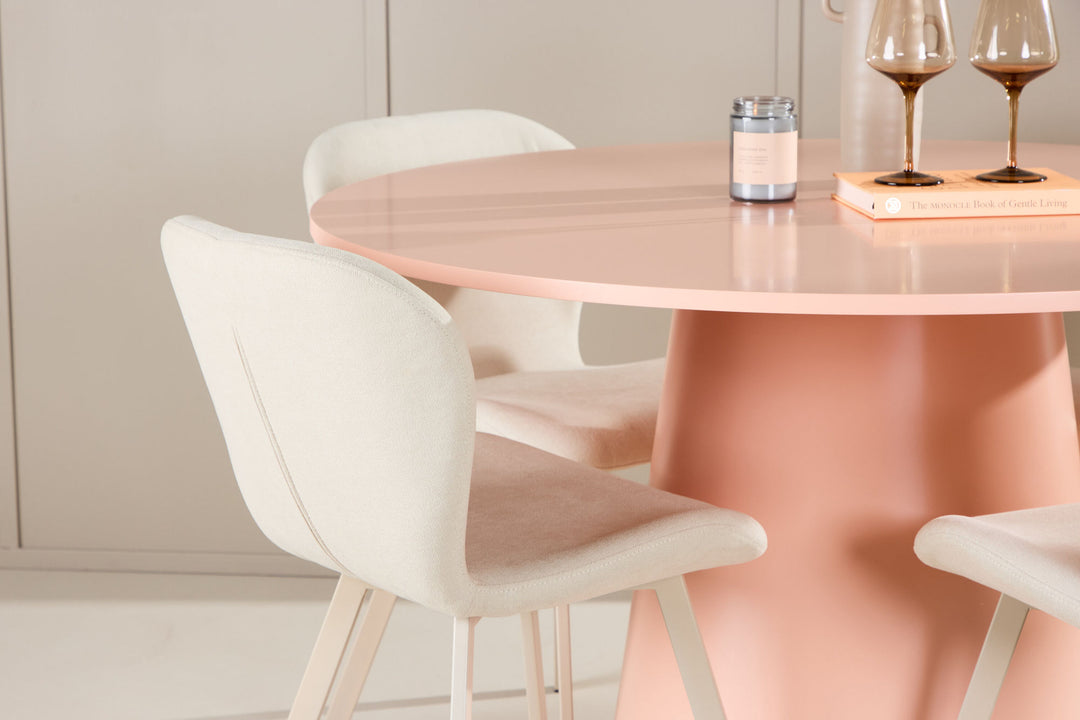 Venture Home Lanzo Table - Peach with 4 Lilja Chair - Beige