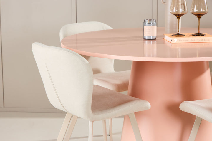 Venture Home Lanzo Table - Peach with 4 Lilja Chair - Beige