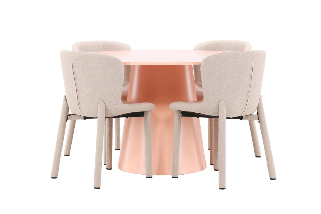 Venture Home Lanzo Table - Peach with 4 Astoria Chair - Beige