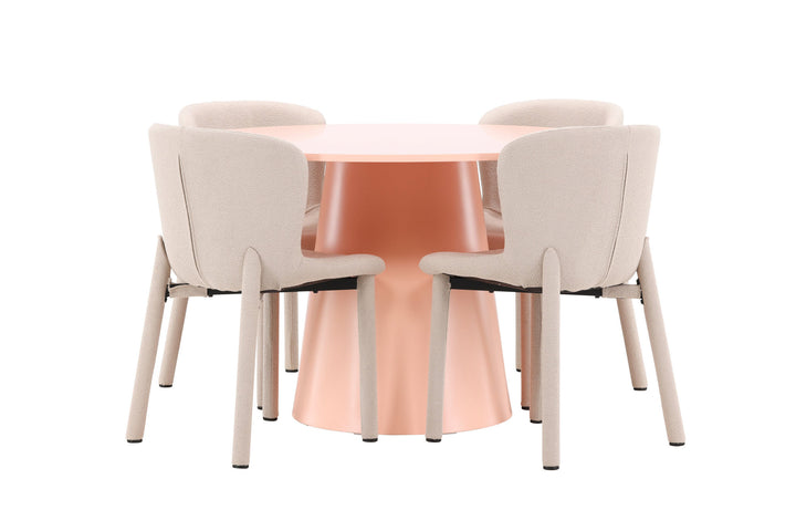 Venture Home Lanzo Table - Peach with 4 Astoria Chair - Beige