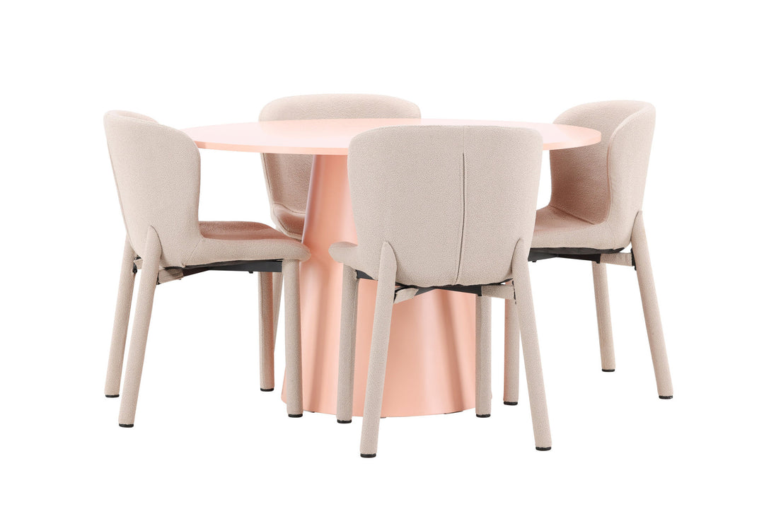 Venture Home Lanzo Table - Peach with 4 Astoria Chair - Beige