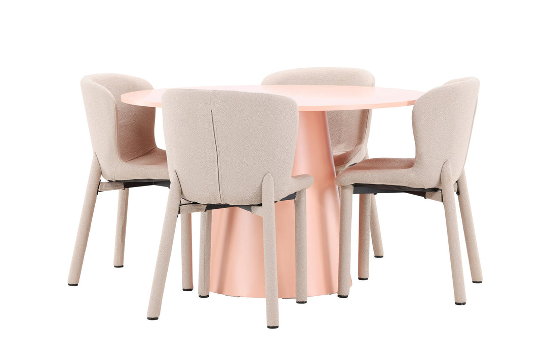 Venture Home Lanzo Table - Peach with 4 Astoria Chair - Beige