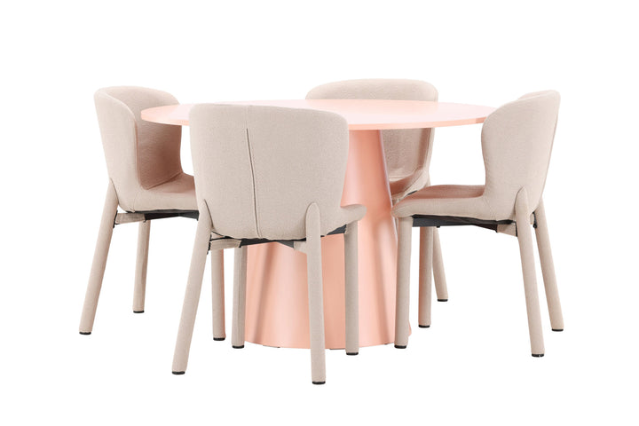 Venture Home Lanzo Table - Peach with 4 Astoria Chair - Beige
