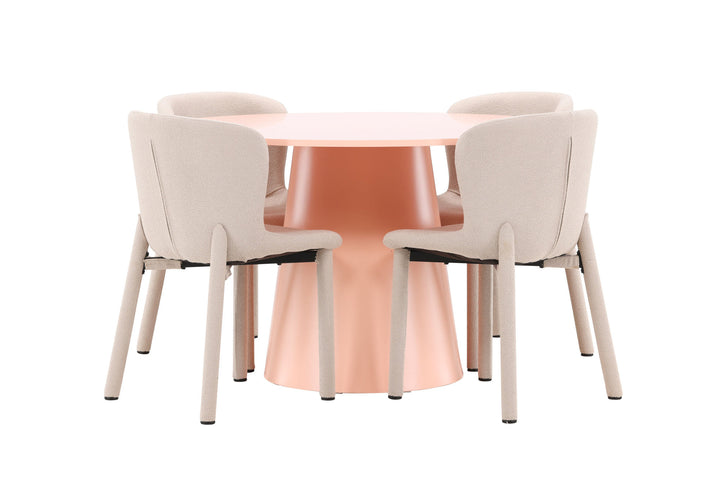 Venture Home Lanzo Table - Peach with 4 Astoria Chair - Beige
