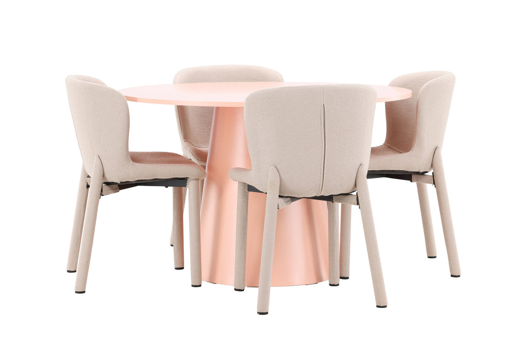 Venture Home Lanzo Table - Peach with 4 Astoria Chair - Beige
