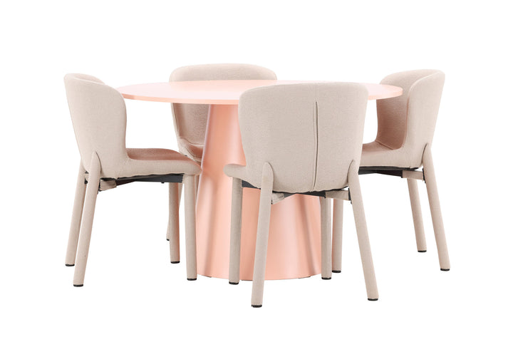 Venture Home Lanzo Table - Peach with 4 Astoria Chair - Beige