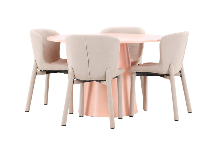 Venture Home Lanzo Table - Peach with 4 Astoria Chair - Beige
