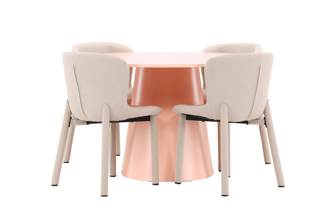 Venture Home Lanzo Table - Peach with 4 Astoria Chair - Beige