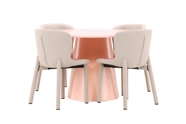 Venture Home Lanzo Table - Peach with 4 Astoria Chair - Beige