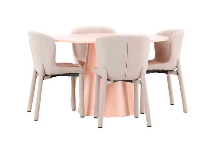 Venture Home Lanzo Table - Peach with 4 Astoria Chair - Beige