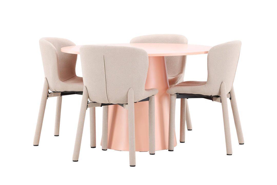 Venture Home Lanzo Table - Peach with 4 Astoria Chair - Beige