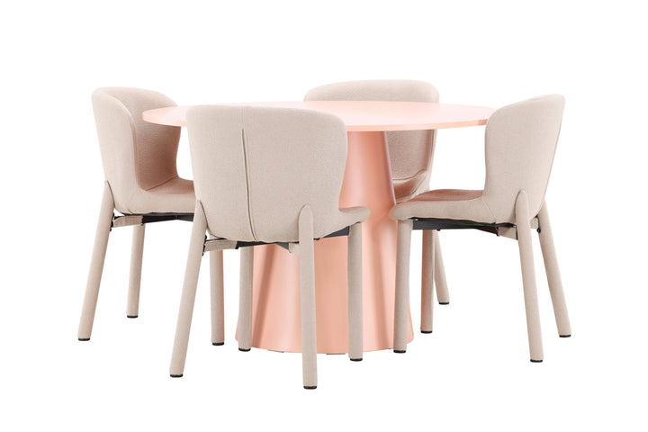 Venture Home Lanzo Table - Peach with 4 Astoria Chair - Beige