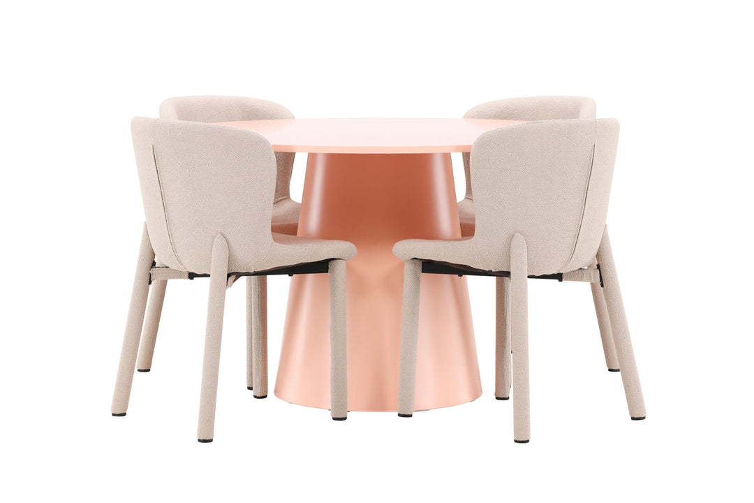 Venture Home Lanzo Table - Peach with 4 Astoria Chair - Beige