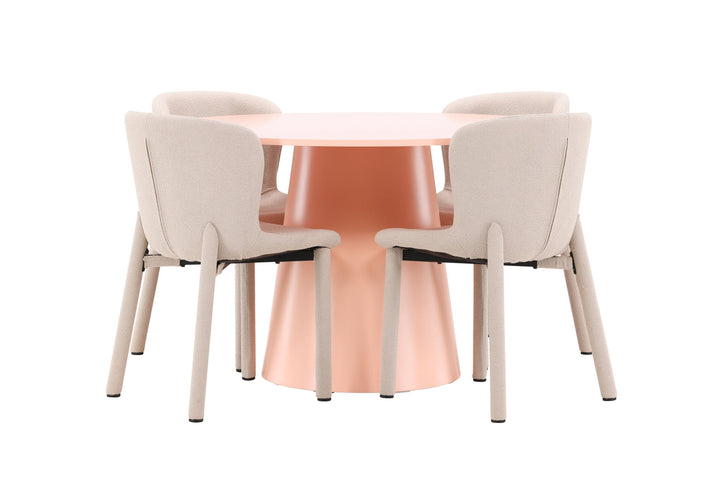 Venture Home Lanzo Table - Peach with 4 Astoria Chair - Beige