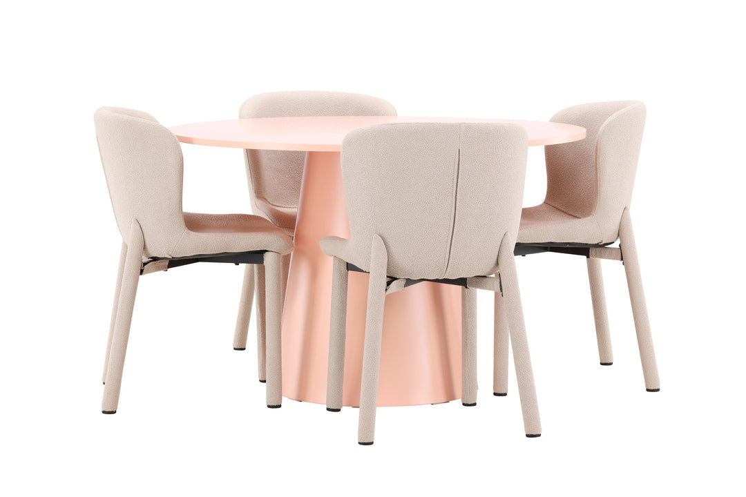 Venture Home Lanzo Table - Peach with 4 Astoria Chair - Beige
