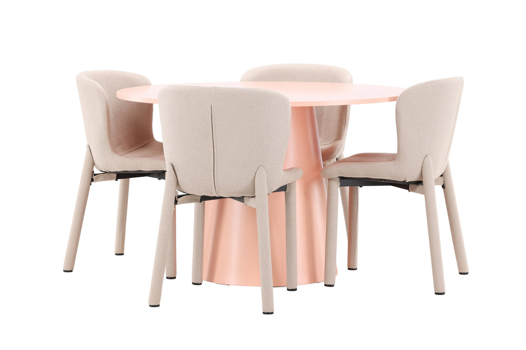 Venture Home Lanzo Table - Peach with 4 Astoria Chair - Beige