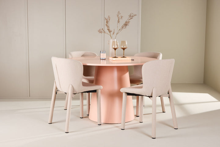 Venture Home Lanzo Table - Peach with 4 Astoria Chair - Beige