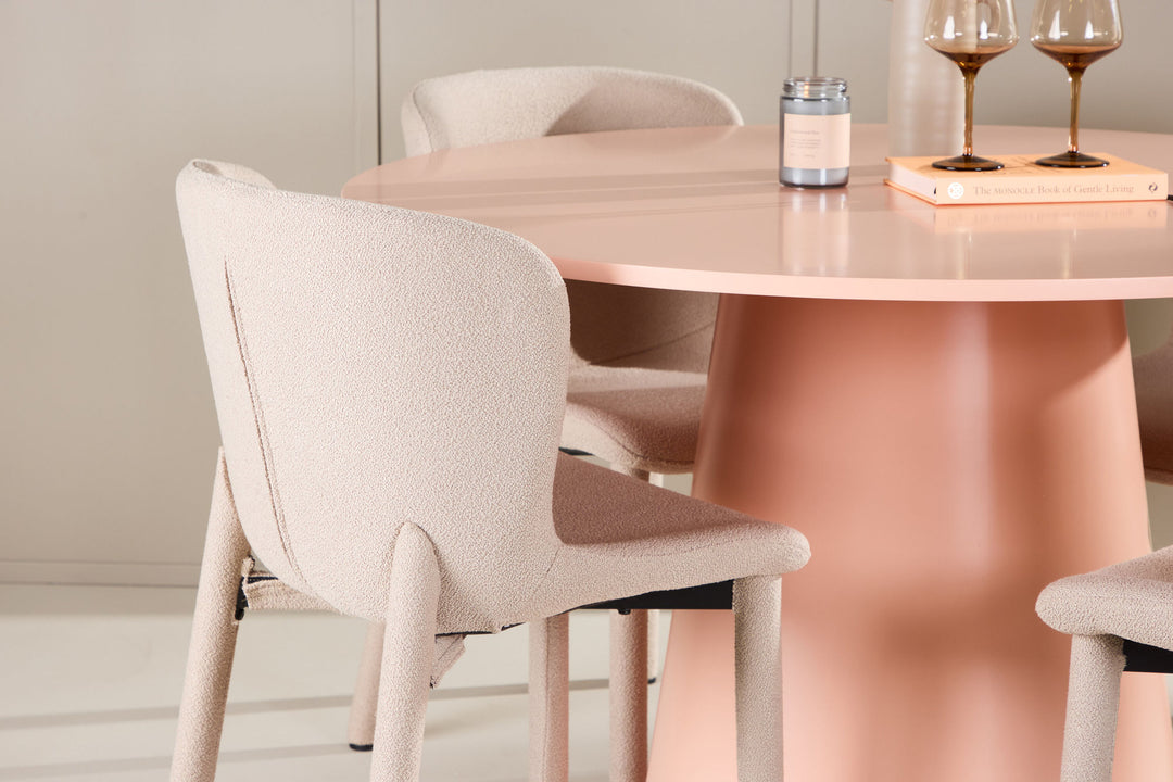Venture Home Lanzo Table - Peach with 4 Astoria Chair - Beige