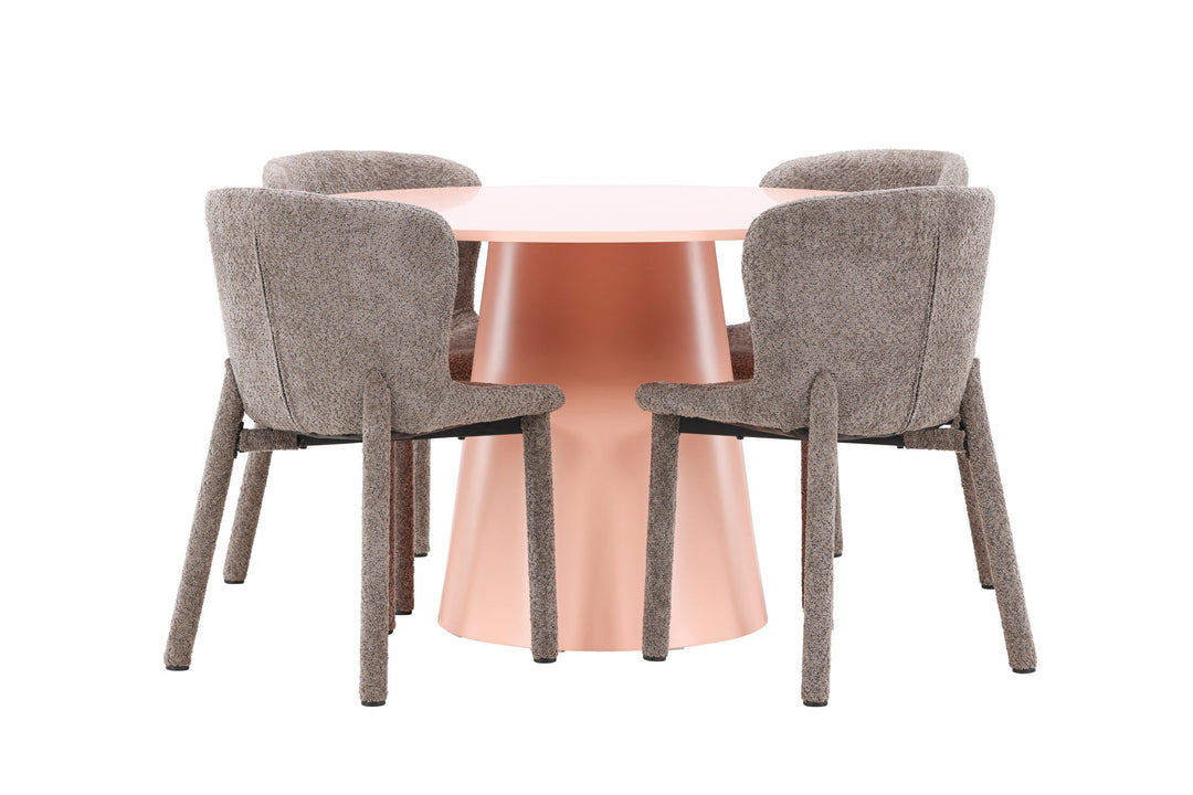 Venture Home Lanzo Table - Peach with 4 Astoria Chair - Brown