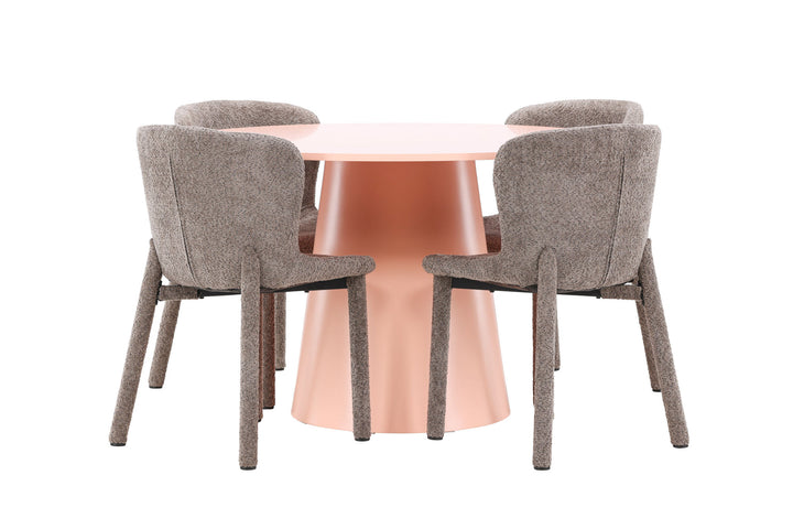 Venture Home Lanzo Table - Peach with 4 Astoria Chair - Brown