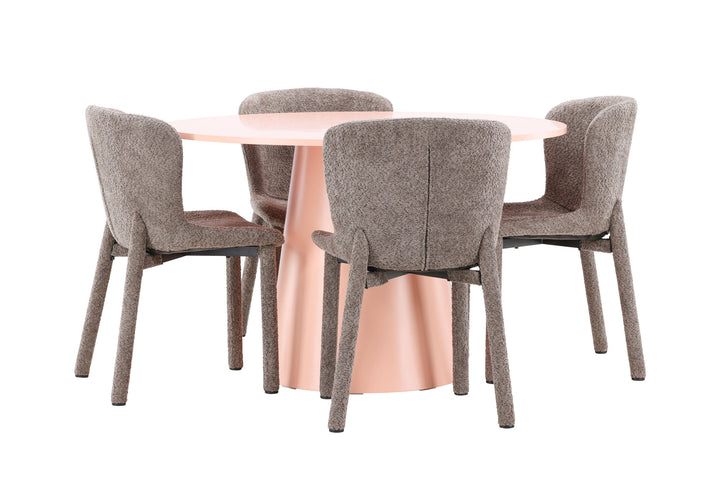 Venture Home Lanzo Table - Peach with 4 Astoria Chair - Brown