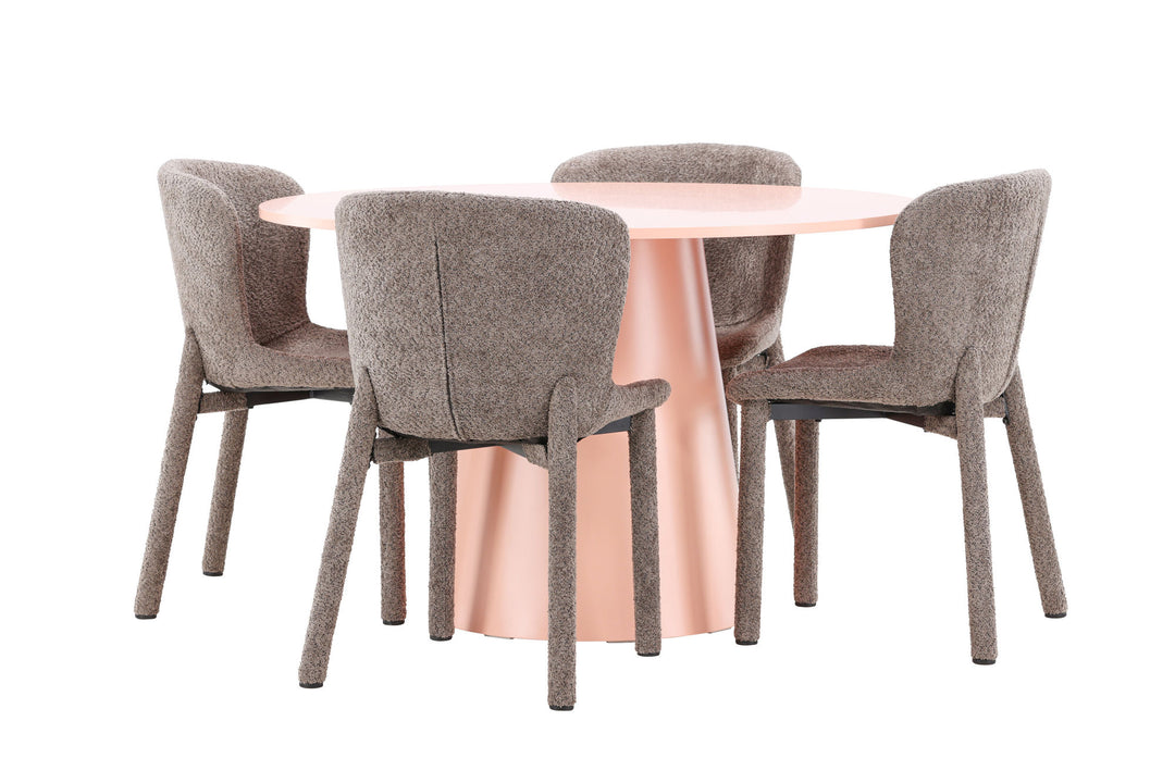 Venture Home Lanzo Table - Peach with 4 Astoria Chair - Brown