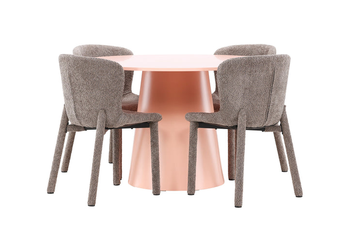 Venture Home Lanzo Table - Peach with 4 Astoria Chair - Brown