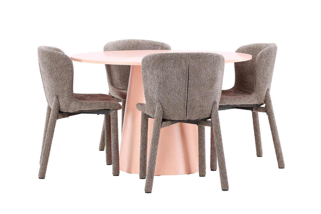 Venture Home Lanzo Table - Peach with 4 Astoria Chair - Brown