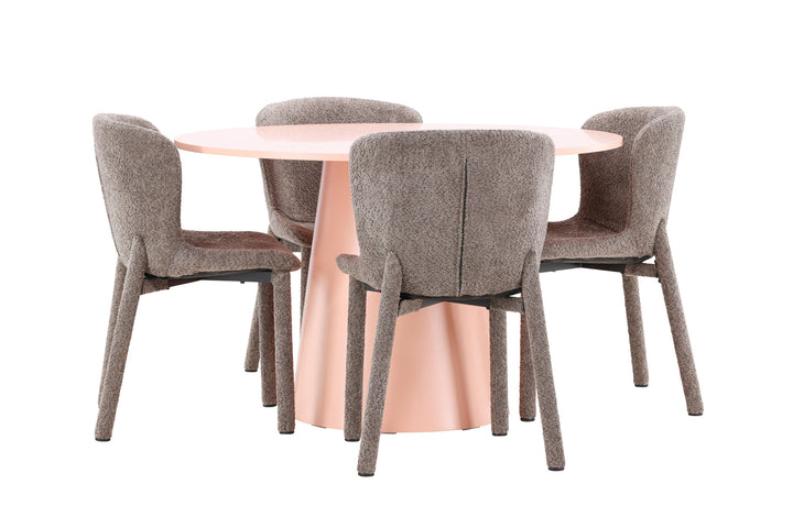 Venture Home Lanzo Table - Peach with 4 Astoria Chair - Brown