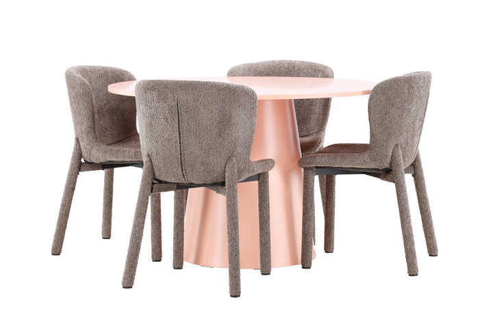 Venture Home Lanzo Table - Peach with 4 Astoria Chair - Brown