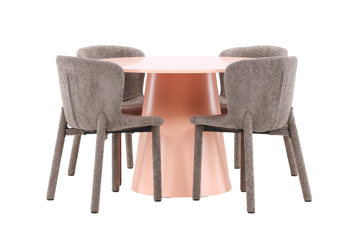 Venture Home Lanzo Table - Peach with 4 Astoria Chair - Brown