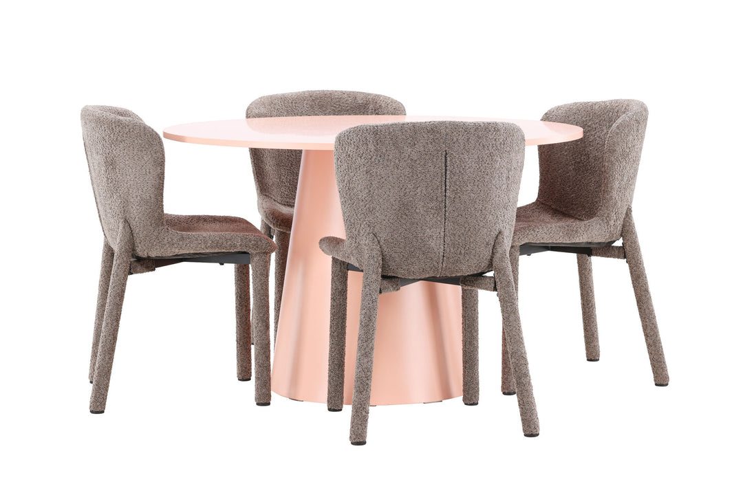Venture Home Lanzo Table - Peach with 4 Astoria Chair - Brown