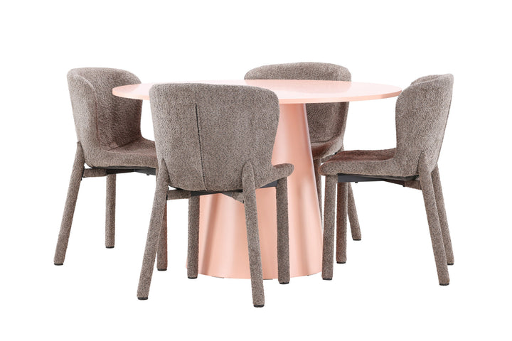 Venture Home Lanzo Table - Peach with 4 Astoria Chair - Brown