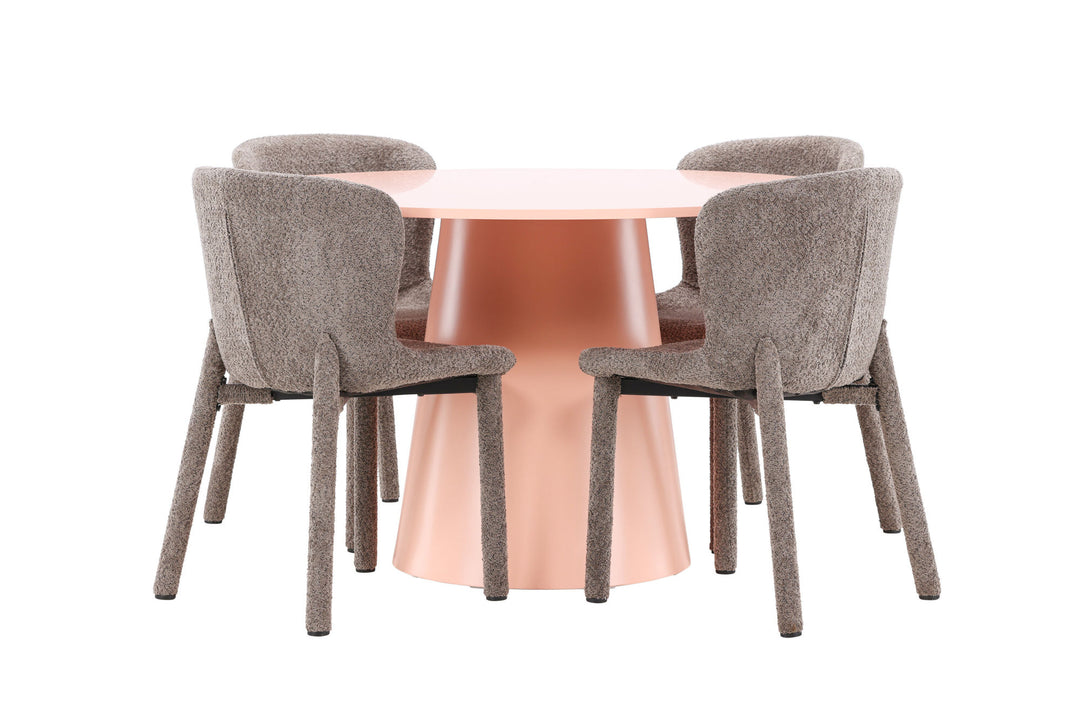 Venture Home Lanzo Table - Peach with 4 Astoria Chair - Brown