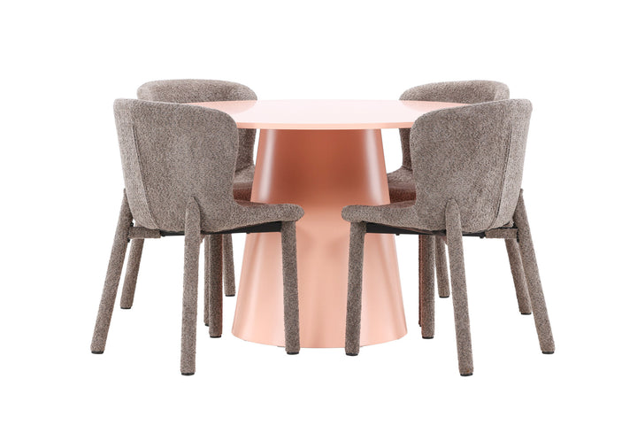 Venture Home Lanzo Table - Peach with 4 Astoria Chair - Brown