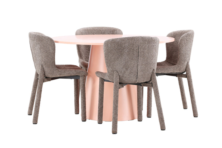 Venture Home Lanzo Table - Peach with 4 Astoria Chair - Brown