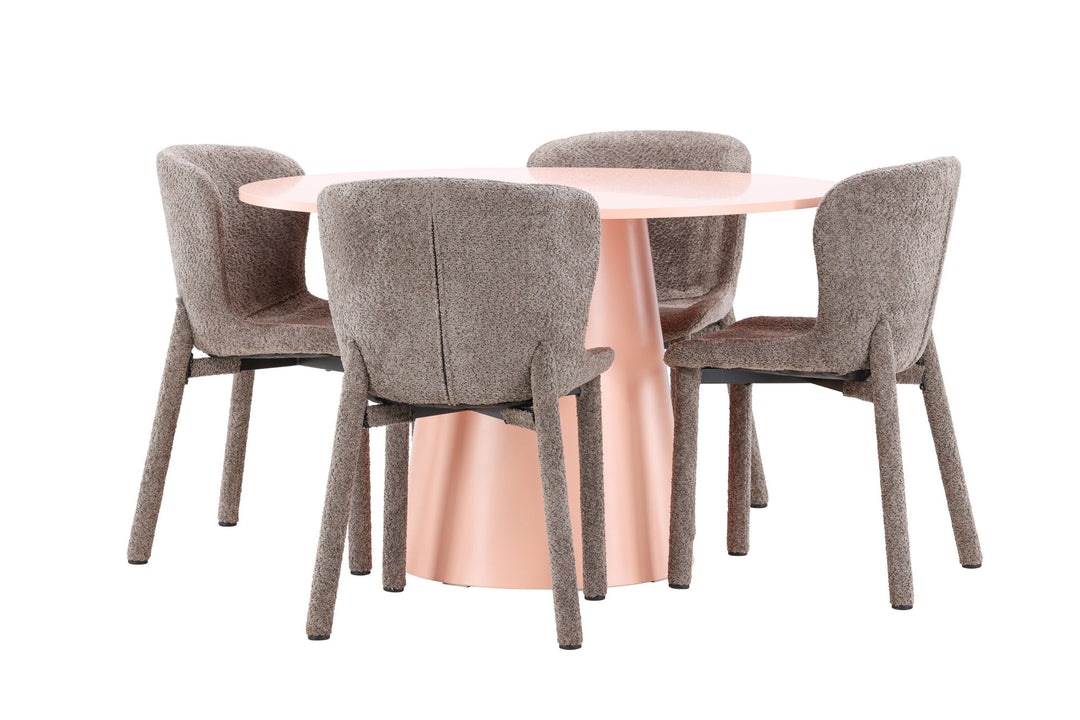 Venture Home Lanzo Table - Peach with 4 Astoria Chair - Brown
