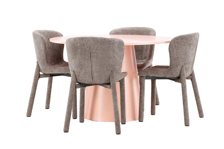 Venture Home Lanzo Table - Peach with 4 Astoria Chair - Brown