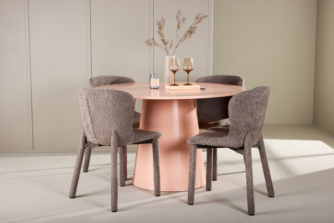 Venture Home Lanzo Table - Peach with 4 Astoria Chair - Brown