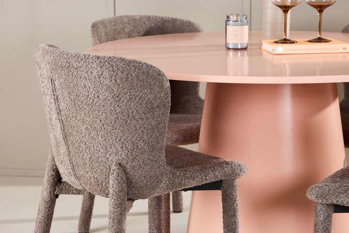 Venture Home Lanzo Table - Peach with 4 Astoria Chair - Brown