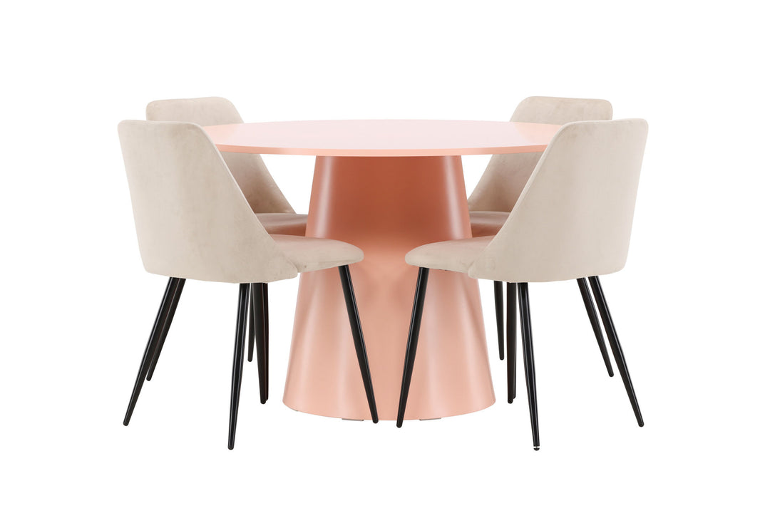 Venture Home Lanzo Table - Peach with 4 Night Chair - Black / Beige