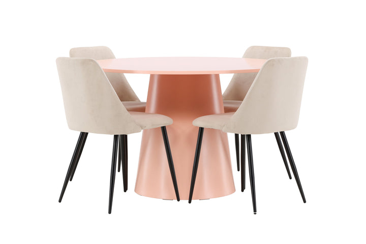 Venture Home Lanzo Table - Peach with 4 Night Chair - Black / Beige
