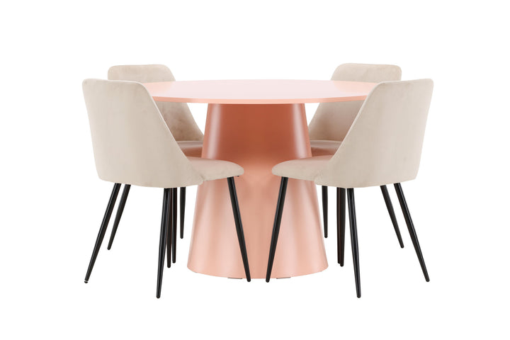 Venture Home Lanzo Table - Peach with 4 Night Chair - Black / Beige