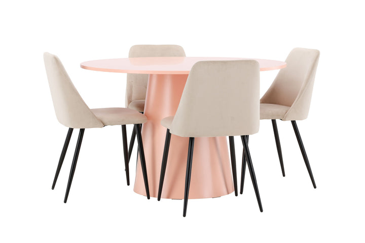 Venture Home Lanzo Table - Peach with 4 Night Chair - Black / Beige